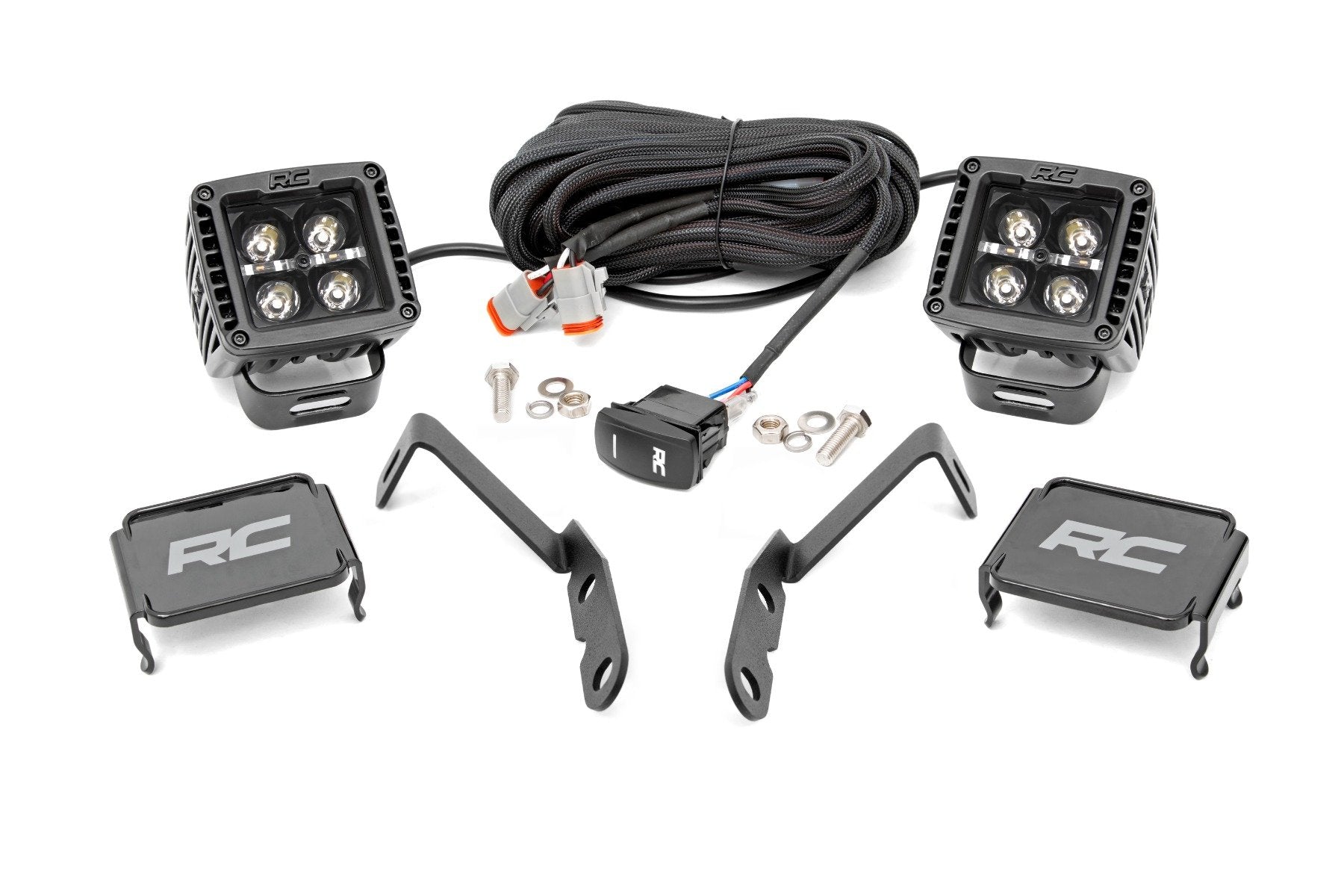 LED Light | Ditch Mount | 2" Black Pair | White DRL | Chevy 1500 (2007-2013)