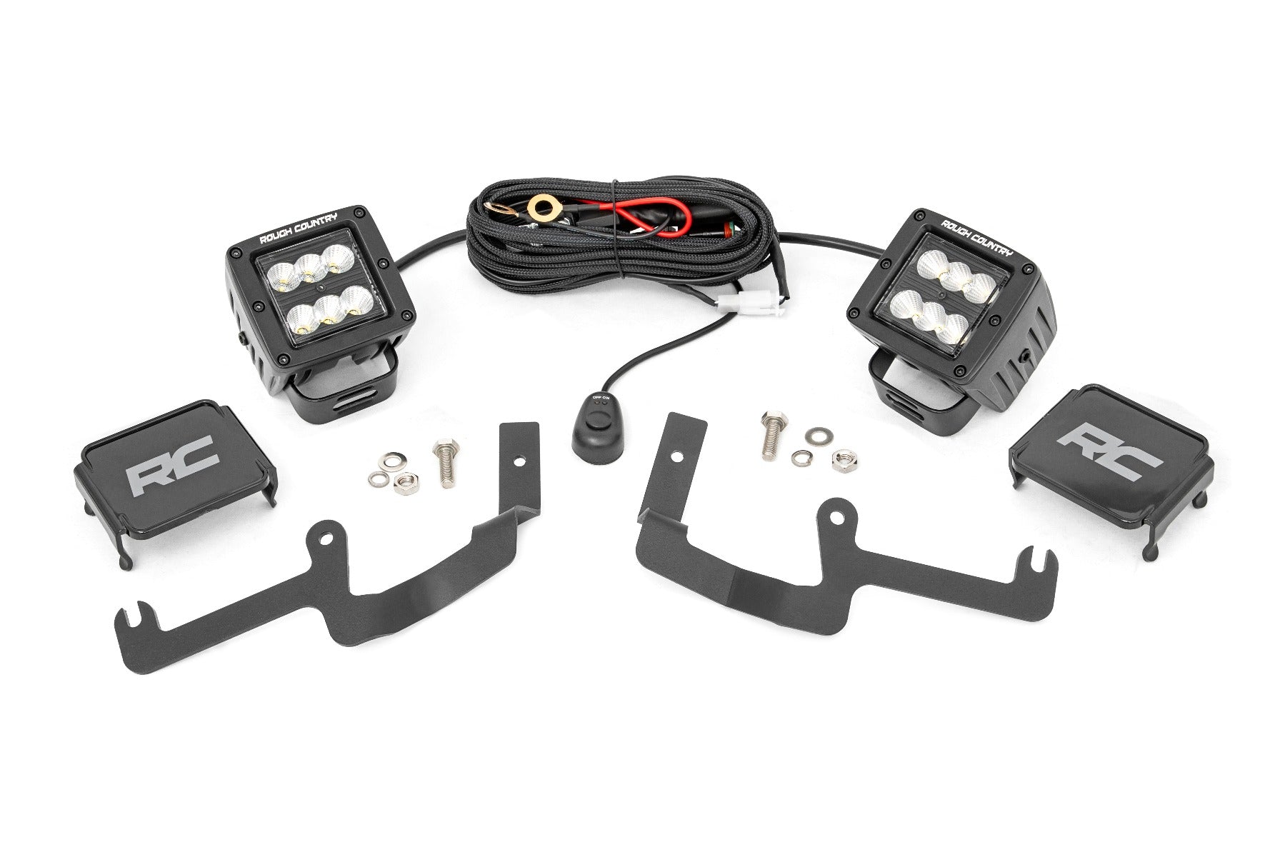 LED Light Kit | Ditch Mount | 2" Black Pair | Flood | Chevy Silverado 1500 (19-24)
