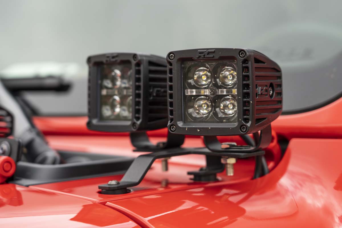 LED Light Kit | Quad | Cowl Mount | 2" Black | Amber DRL | Jeep Gladiator JT/Wrangler JL (18-25)