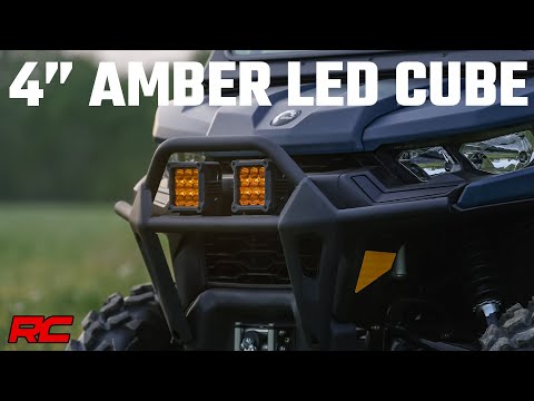 4 Inch Chrome Series LED Amber Light Pods | Square | Amber DRL | Pair - Video