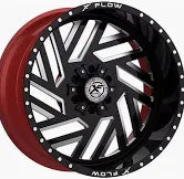 24X14 5-127/5-5.00/5-139.7/5-5.50 -76 78.1 XFX-304 FLOW GLOSS BLACK & MILLED W/RED INNER